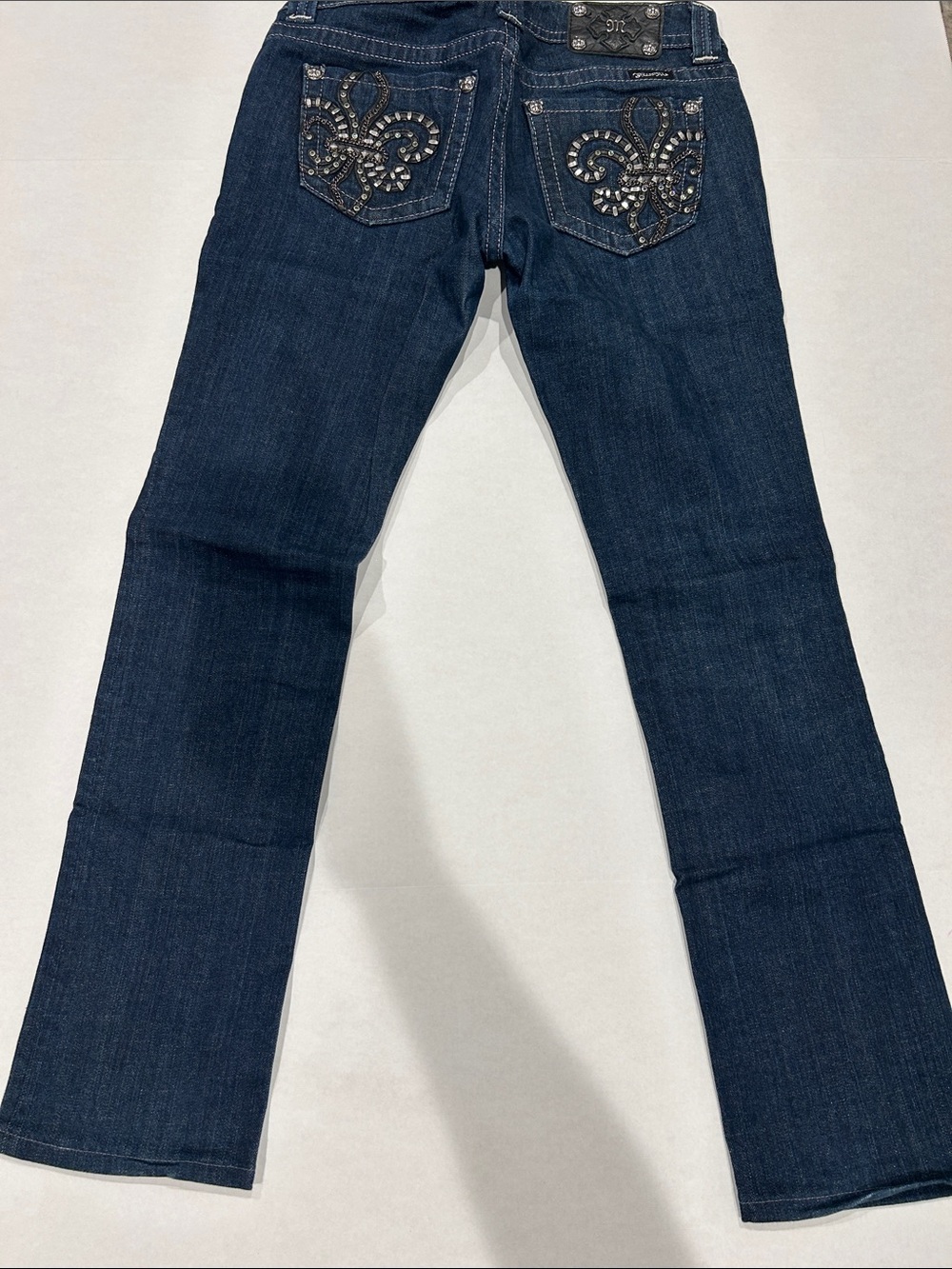 Miss Me Dark Blue Boot Cut Jeans with Embellished Back Pockets
